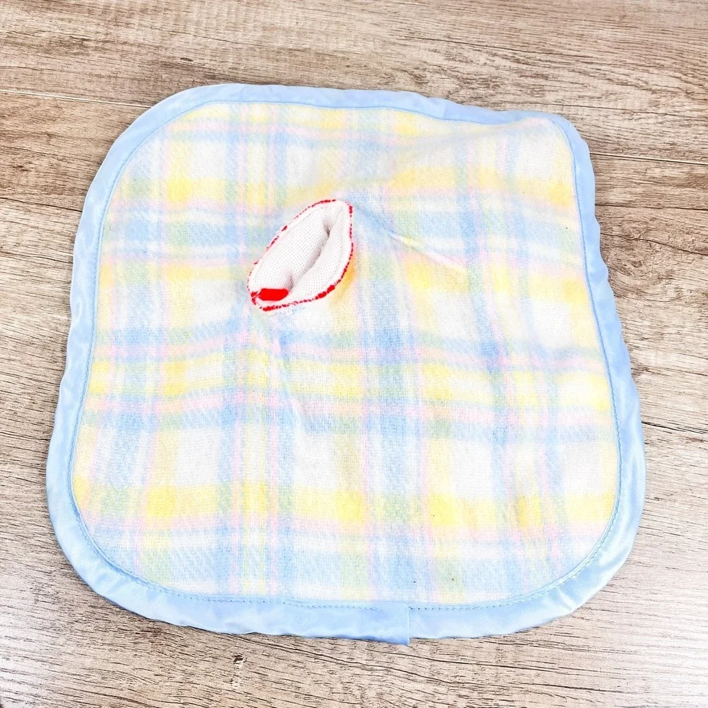 Vintage Knickerbocker Snoopy Plaid Satin Baby Security‎ Blanket Peanuts RARE
